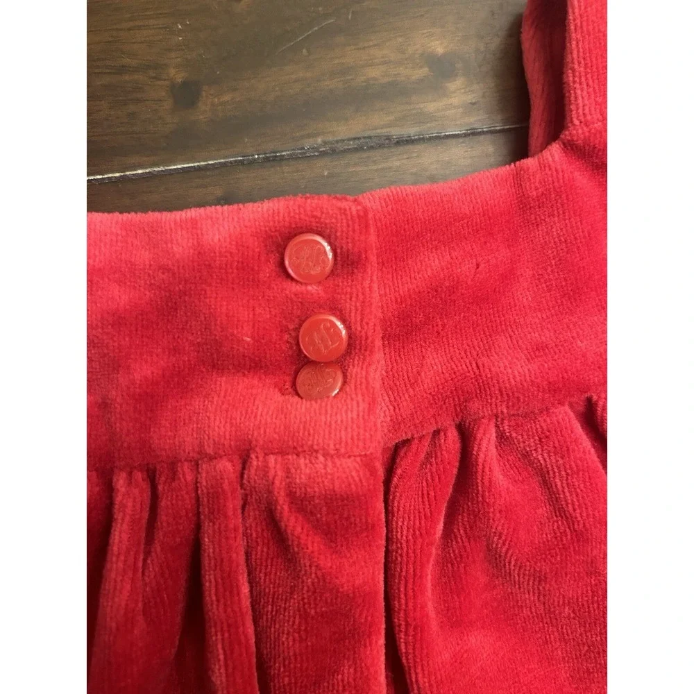 Ralph Lauren Red Velour Special Occasion Long Sleeve Dress 18 Months